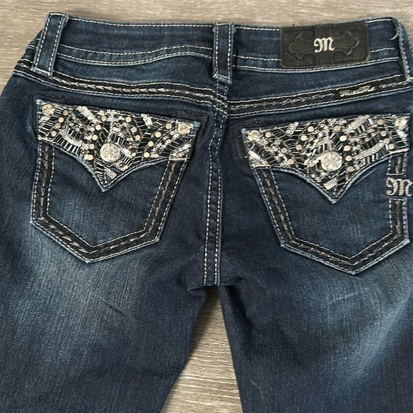 Women’s MISS ME Denim Bling Rhinestones Mid-Rise Bootcut Jeans, Size 26. - Picture 4 of 15